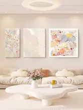 シンプルでモダンな抽象テクスチャーの壁画【リビング用・三連・高級感】