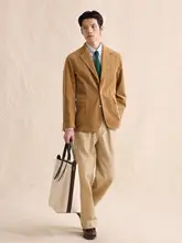 高腰のツータックチノパンツ【メンズ・カジュアル・厚手】