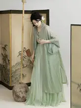 春柳デザインの漢服風レディースドレス【フリル付き・日常使用・春夏対応】