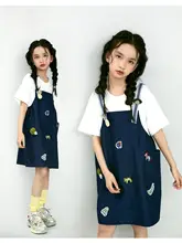 サロペットワンピース キッズ ガールズ フェイクレイヤード 夏 サマー