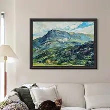 手描きの原木風景画【茶室装飾・青山を背に・インテリア】