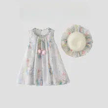 キッズ用 チューリップデザインのノースリーブドレス【夏用・花柄・プリンセススタイル】