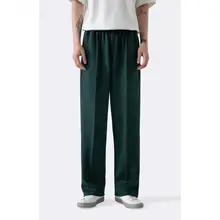 墨緑色のメンズワイドレッグパンツ【ストレートシルエット・春用・スポーツカジュアル】