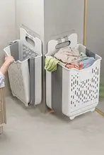 折りたたみ式のバスルーム用ランドリーバスケット【家庭用・収納バスケット】