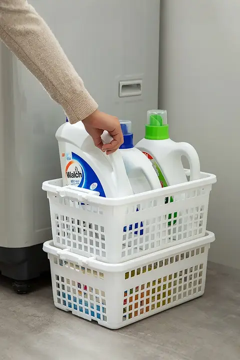 大容量 省スペース 洗面バス用 洗濯かご【通気性のあるデザイン】