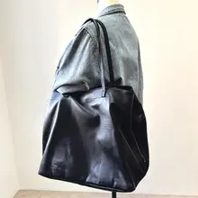 極上の柔らかさ 羊革製大容量トートバッグ【レトロデザイン・秋冬向け・ショルダーバッグ】