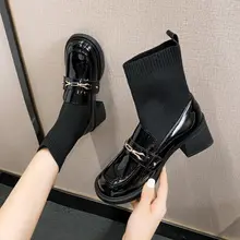 秋冬用加絨ストッキングブーツ【太ヒール・厚底・女性用・大きいサイズ対応】