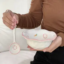 手描きデザインのかわいいセラミック朝食ボウル【サラダ・フルーツ・デザート用】