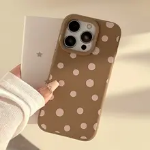 AIカメラ付きスマホケース【レトロシンプル・ドット柄・iPhone対応・純色デザイン・秋冬向け・可愛い女子用・ソフトタイプ】