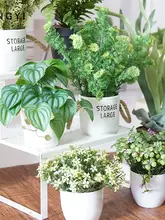 北欧風 インテリア装飾用フェイクグリーン葉盆栽【デスク用・おしゃれな造花】