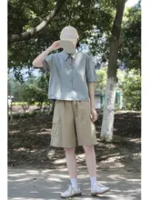 ゆったりとしたデザインのポケット付きショートパンツ【春夏用・ホワイト・フィット】（セットアップ対応）