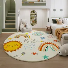 ラグ マット 円形 キャラクター柄 可愛い 水洗い不要 拭き取り簡単 防水 防汚 キッズ 男の子 女の子 子供部屋 寝室 ベッドサイド
