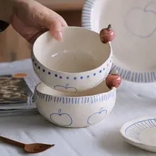 立体的なリンゴデザインの手作りボウル【高級感あるカラフルなデザート＆フルーツ用】