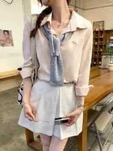 フランス風の魅力的なラグラン長袖シャツ【美しい刺繍】