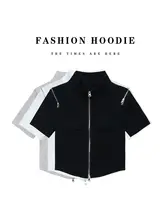 ジッパー付き短袖Tシャツ【夏用・ファッショナブル・スポーティなデザイン】
