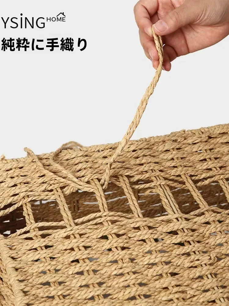 おしゃれな手編み収納バスケット：リビングで子供のおもちゃを隠すための高級感あるデザイン