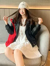 秋のカラフルレザーコート【ゆったりサイズ・衿付き・女性用】（セットアップ対応）