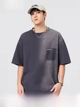 グラデーションデザインの綿100% Tシャツ【メンズ・半袖・ルーズフィット】