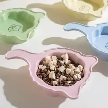 猫耳デザインの陶器製ペットボウル【キャット＆ドッグ用・ハンドル付き・平底】