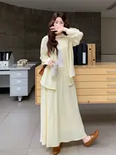 黄色の感漂う秋のセットアップスカート【カジュアルシャツ・フレアスカート・エレガントデザイン】（セットアップ対応）