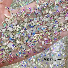 極上の柔らかさの白鹅绒ネイルアート装飾【白色水晶・平底・多角形デザイン・きらめき】