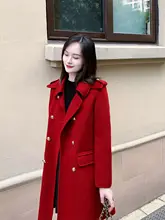 赤のリバーシブルカシミヤコート【ダブルボタン・すっきりしたシルエット】