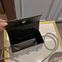 UGALS 宝石装飾の蝶結びハンドバッグ【パーティー・ボックス型・ショルダー&クラッチ】