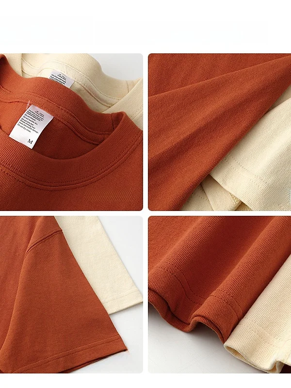 南瓜色のラウンドネックTシャツで中着を着る：通気性と暖かさのバランスを実現