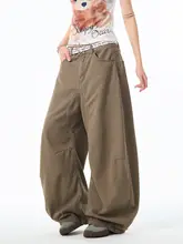 ヴィンテージ風デザインのワイドレッグデニムパンツ【フィット・レディース・カジュアル】