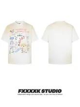半袖Tシャツ ユニセックス コットン100% アメカジ ヴィンテージ ウォッシュ加工 グラフィティ 人物 文字 プリント「FXK」