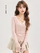 トップス レディース ニット ピンク ギャザー 韓流 ガーリー きれいめ 春 「XinmonLee」