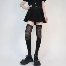 ソックス レディース フェイクニーハイ ルーズソックス レースパッチワーク Y2K 甘辛MIX