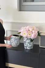 花瓶 陶器 造花 芍薬 水植え チャイナテイスト 染付 ヴィンテージ リビング テレビボード インテリア 置物