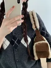 秋冬向け レトロ可愛い羊毛と牛革のショルダーバッグ【ハンドバッグ・肩掛け・軽量】