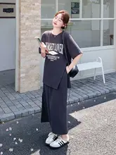 女性用グレーTシャツワンピース【チックスタイル・フィット・長丈・セットアップ対応】