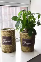 北欧スタイルの編み込みフラワーポット【大きな花かご・室内装飾用】