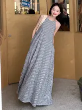 バックオープンのロングドレス【フレンチスタイル・フィット・夏用・ビーチ・旅行対応】