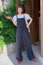 深灰色の学院風サロペット【夏用・デザイン・スリム効果】