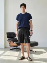 ハーフパンツ メンズ ウエスト調節可能 ダブルタック ドレープ性 ノーアイロン 通勤 夏「LUUD」