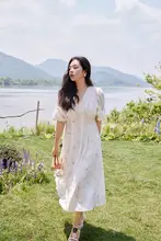 優雅な花柄のワンピース【プレッシャーシワ加工・柔らかいタッチ・セットアップ対応】