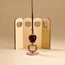 檀木製 アップル型キーホルダー【モバイルストラップ・クリエイティブデザイン】