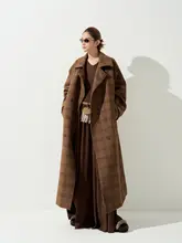 秋冬用の長袖ウールコート【フレンチカラー・ゆったりシルエット・カーディガンスタイル】