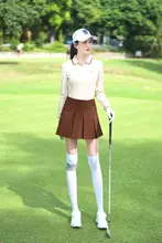 ゴルフ用プリーツAラインスカート【ブラウン・グレー・ホワイト・透け防止】