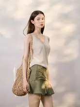 ヴィンテージ風デニムフリルショートパンツ【ウォッシュ加工・秋用】（セットアップ対応）