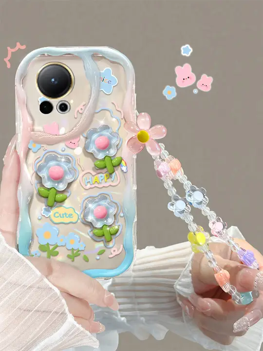 Huawei Nova13用スマホケース【フルカバー・衝撃吸収・滑り止め・水滴デザイン・立体フラワー】