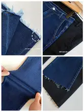 スリムフィット ハイウエストデニムパンツ【レディース・薄手・9分丈・微フレア・春夏用】
