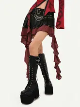 パンクロックスタイル 不規則なデザインのチェック柄スカート【フリンジ付き・ウエストベルト】（セットアップ対応）
