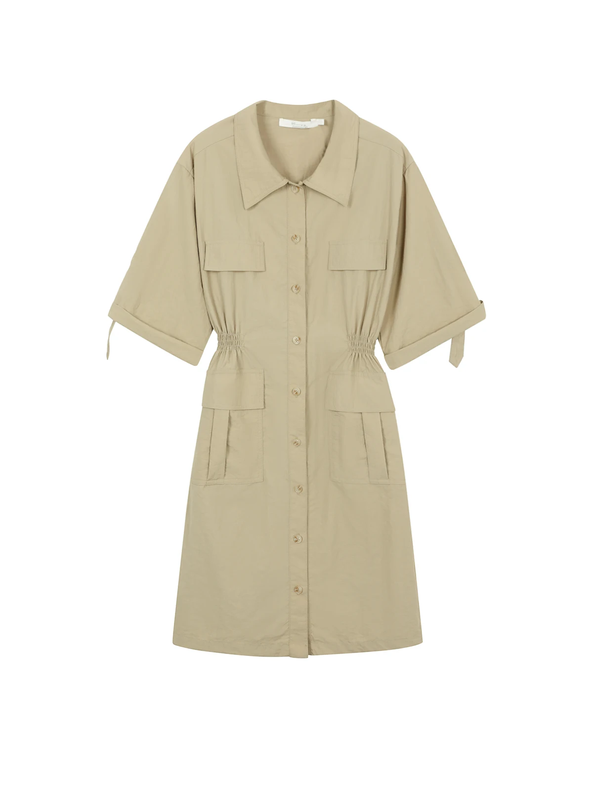 カーキ色のウエスト工房風ワンピース：自分に合う服選びのための夏用A字デザインガイド