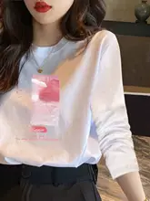 コットン製ロングスリーブTシャツ【白・レディース・重ね着対応・シンプルデザイン】（セットアップ対応）