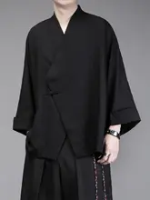 新中式デザインのメンズ七分袖コート【春秋・ゆったり・立ち襟・盤扣】